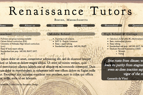Web design: Renaissance Tutors